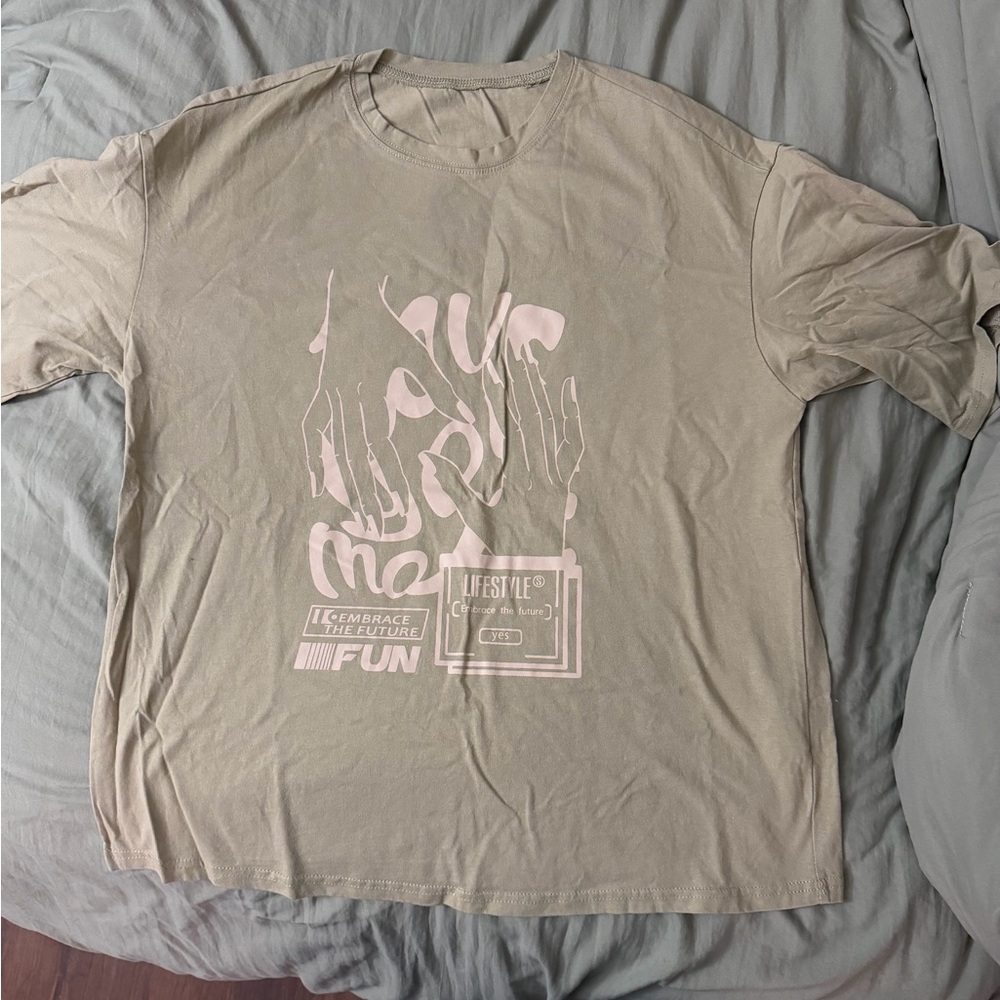 Graphic Beige boxy T-Shirt